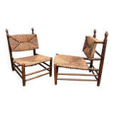 Pair of 20th century straw armchairs
