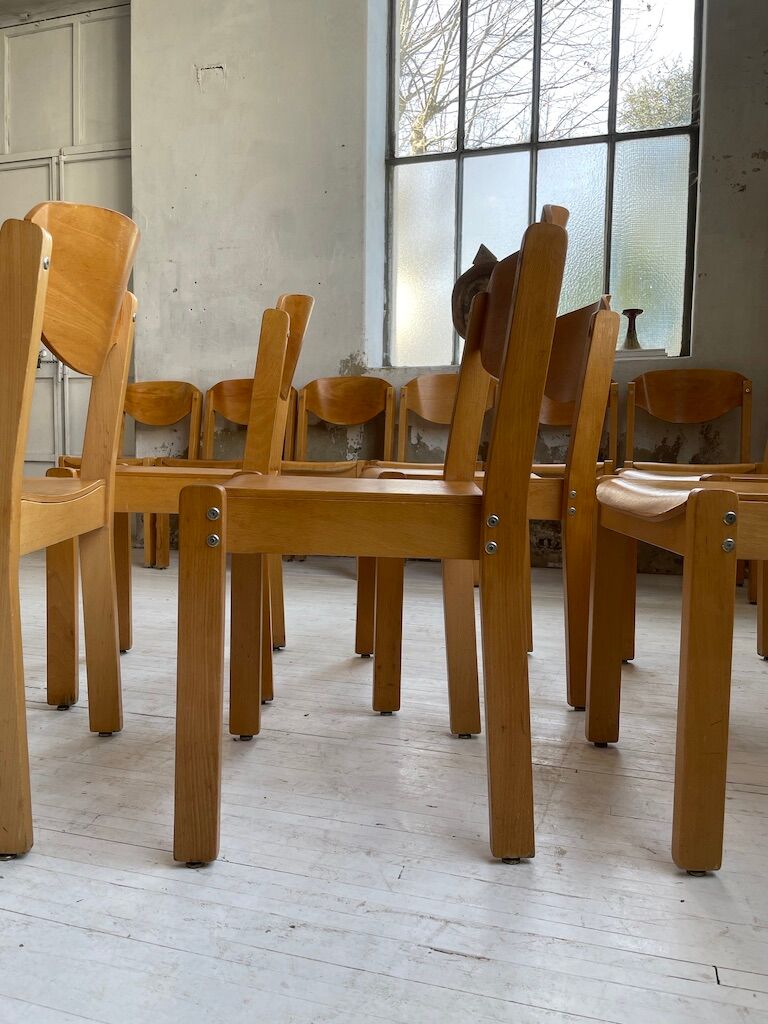12 80s beech chairs