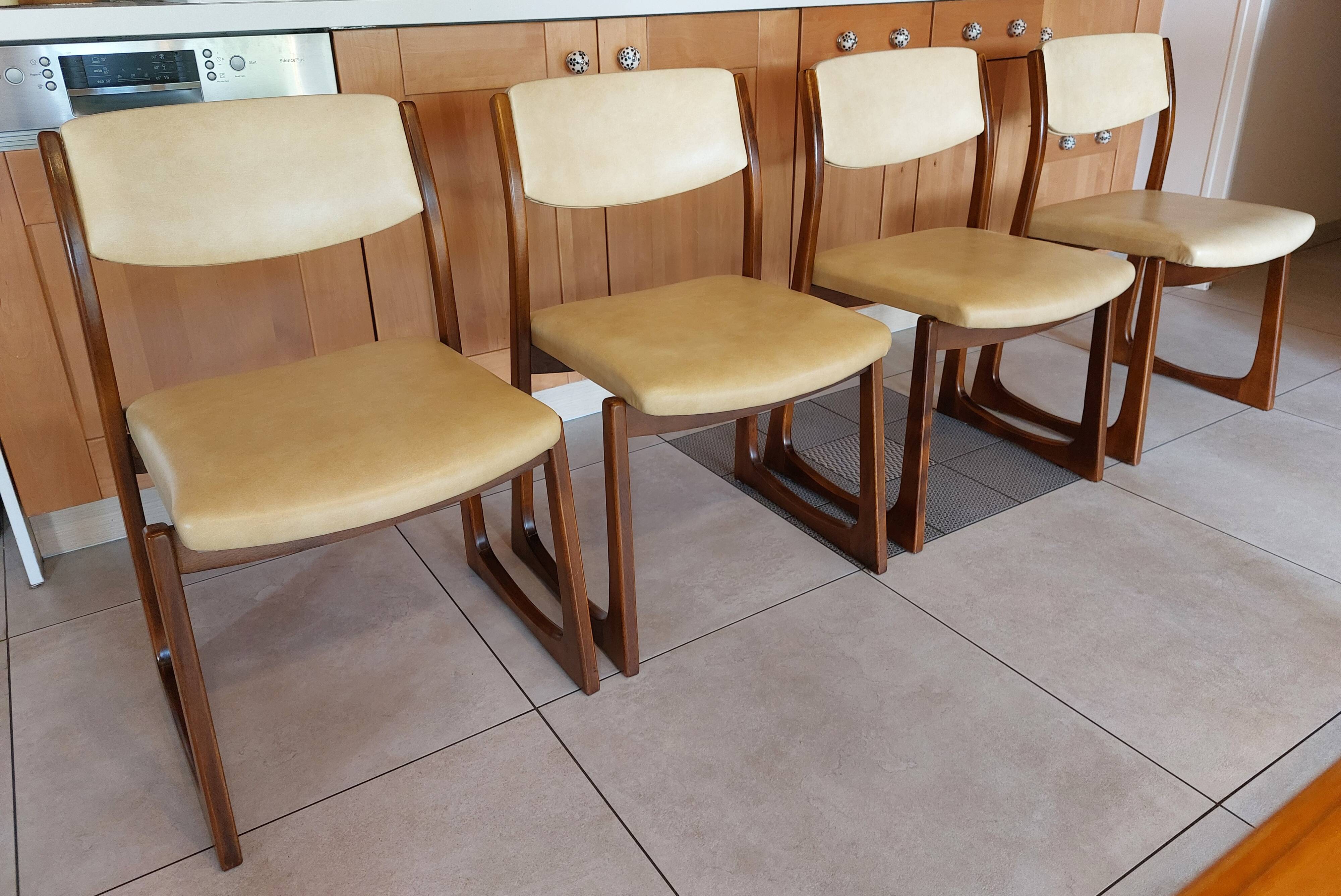 4 sled chairs, vintage