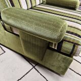 Paire de chauffeuse velour côtelée vintage 1970"