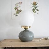 Grey ceramic lamp & opaline