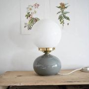 Lampe céramique grise & opaline
