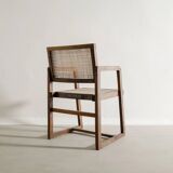 French Mid Century Wooden Box Dining Office Chair Pierre Jeanneret, 1950s