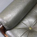 Mid-century Czechoslovak green leather sofa, 1970s