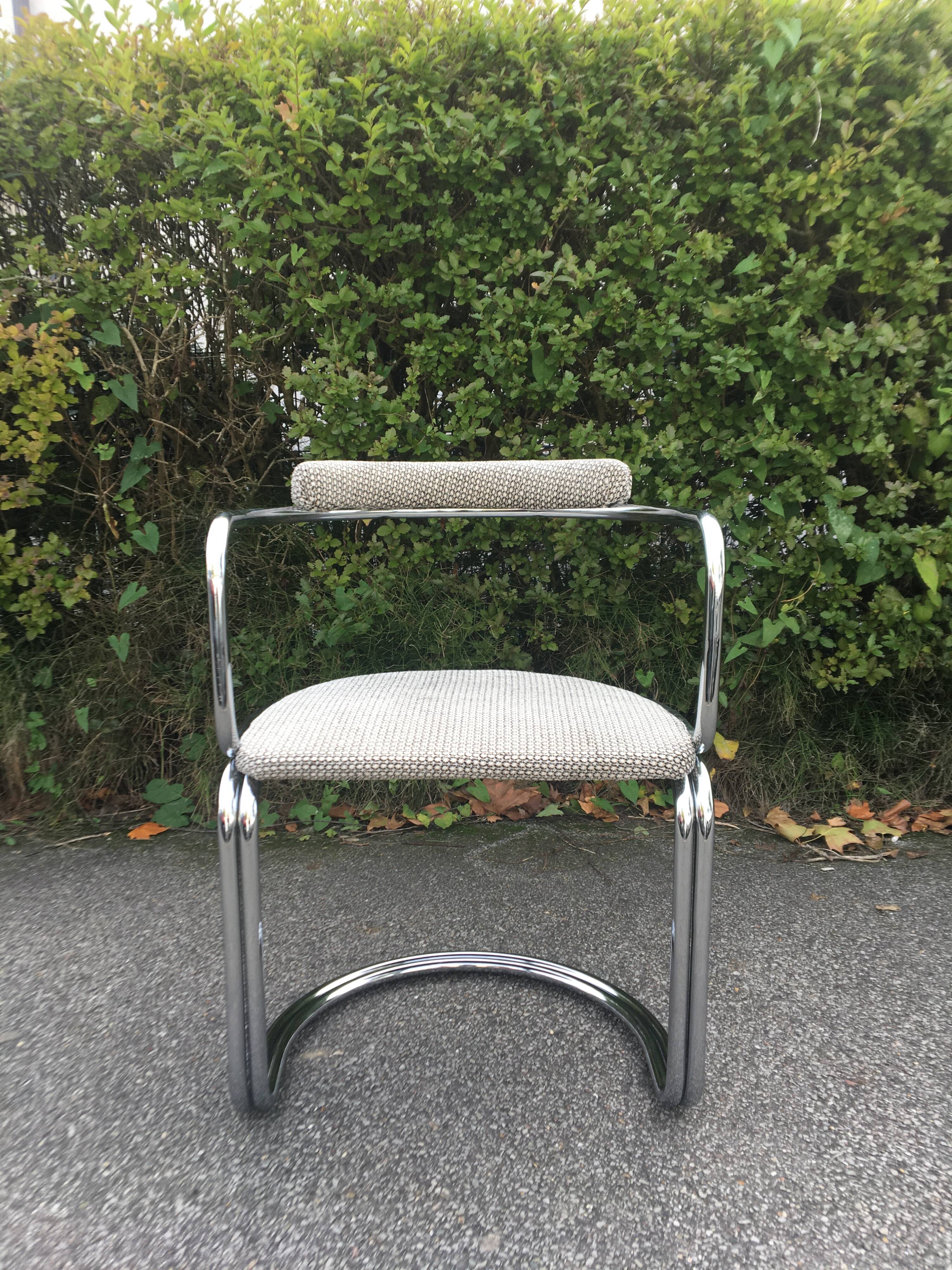 Chrome steel tube chair and fabric, 1970s