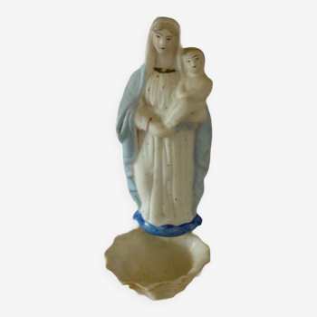 Virgin and Child biscuit stoup, late 19th century