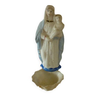 Virgin and Child biscuit stoup, late 19th century