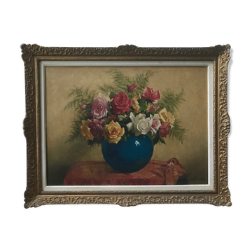 Bouquet of flowers signed L.Noireaut