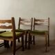 Brutalist Oak Razorback Dining Chairs with Green Velvet, 1970s, Set of 4
