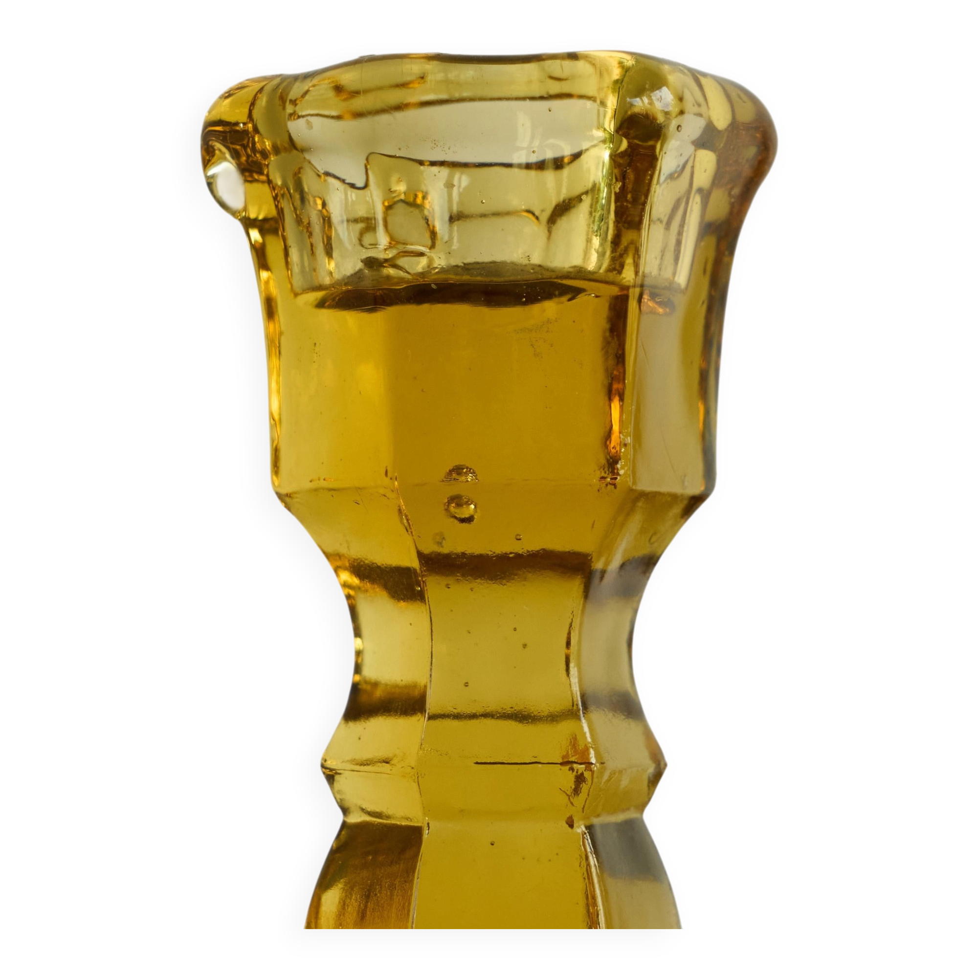 Pair of Art Deco candlesticks in pressed glass from the 1930s.