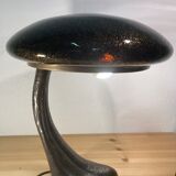 Art Deco organic mushroom bronze Murano bubble glass desk lamp