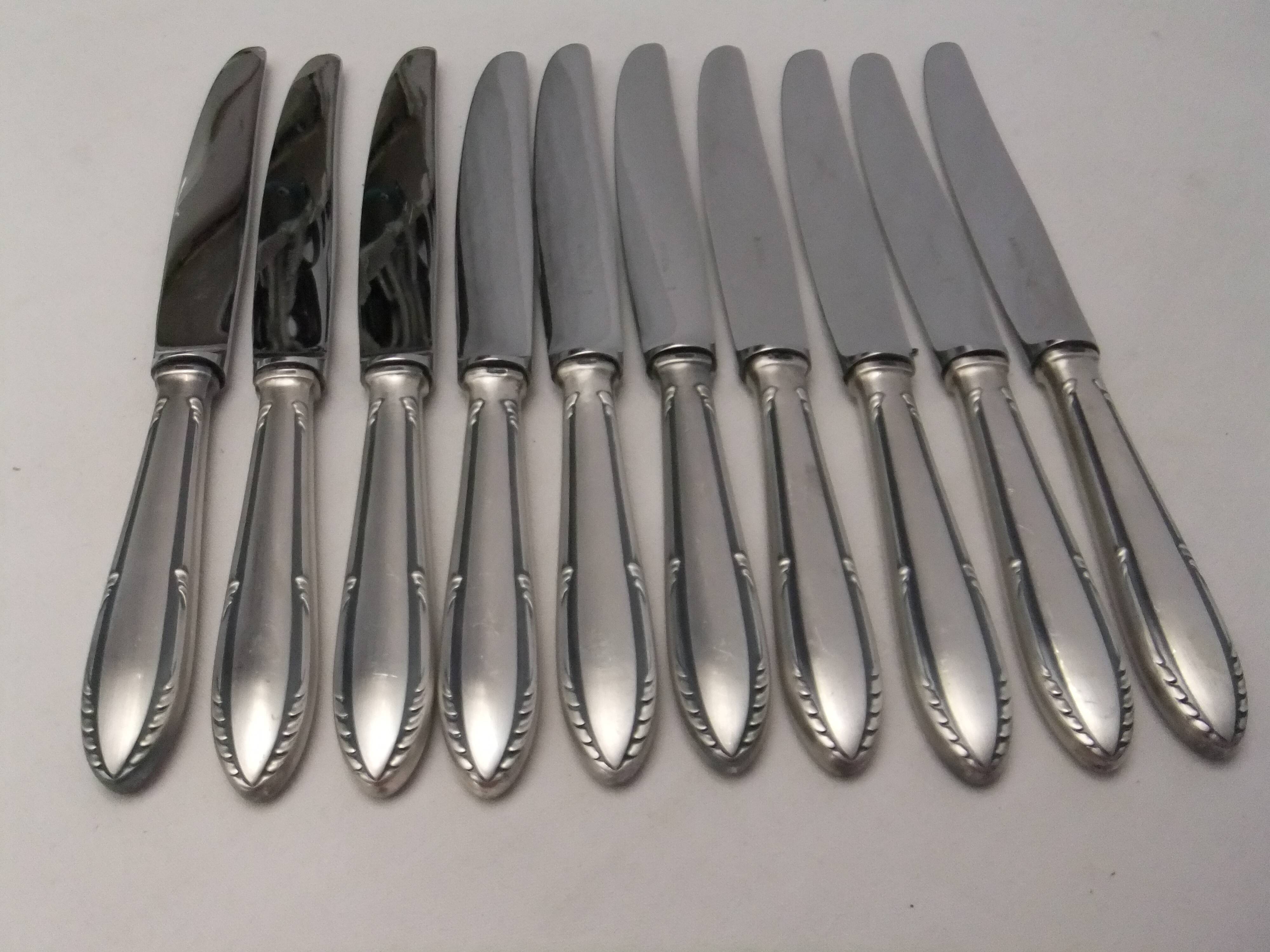 Reneka silver metal knives stainless steel blade filet service cutlery
