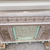 Fully hand-carved stone window with mirror
