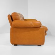 Vintage Coronado Brown Leather Living Room Set Tobia Scarpa Labeled C&B Ita