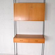 Omnia shelving system / self-supporting modular secretary desk in teak, dating from the 1960s.