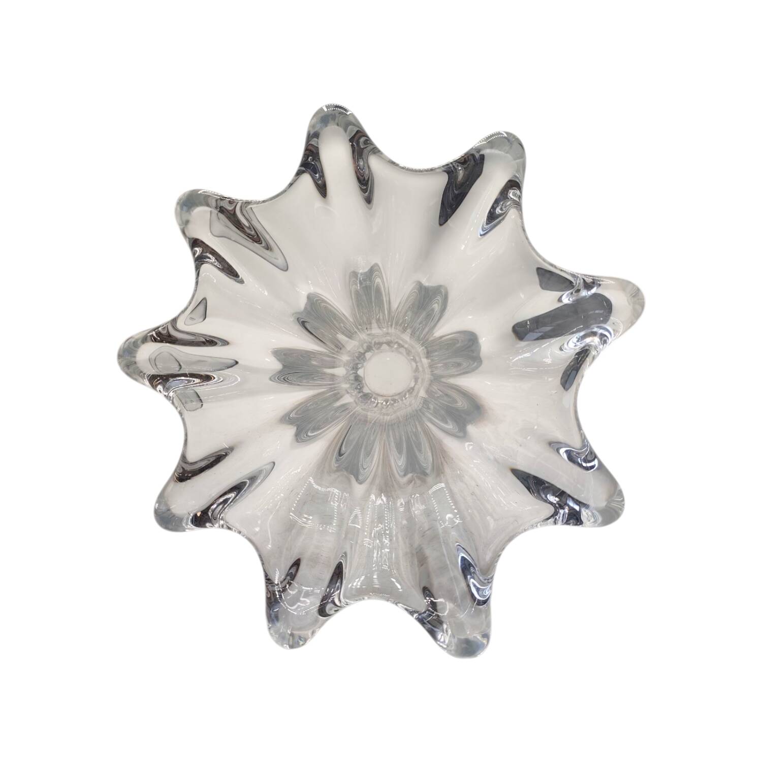 Vintage 1970s Vannes Crystal Vase - Sculptural Freeform Design