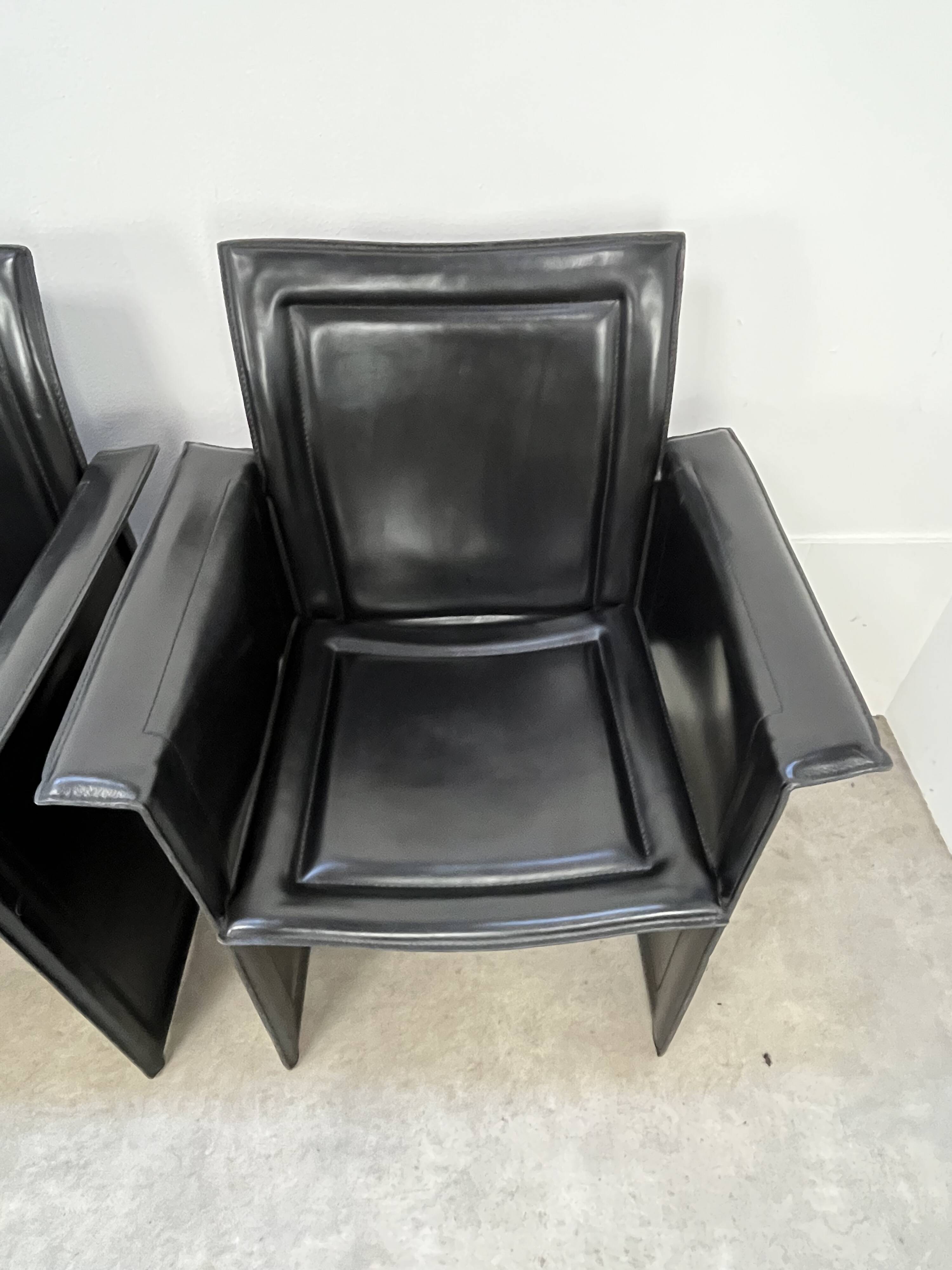 8 style Korium leather chairs in the style of Matteo Grassi