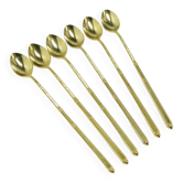 Art Deco cocktail spoon set, golden metal, France, 1950s.