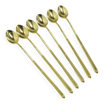 Art Deco cocktail spoon set, golden metal, France, 1950s.