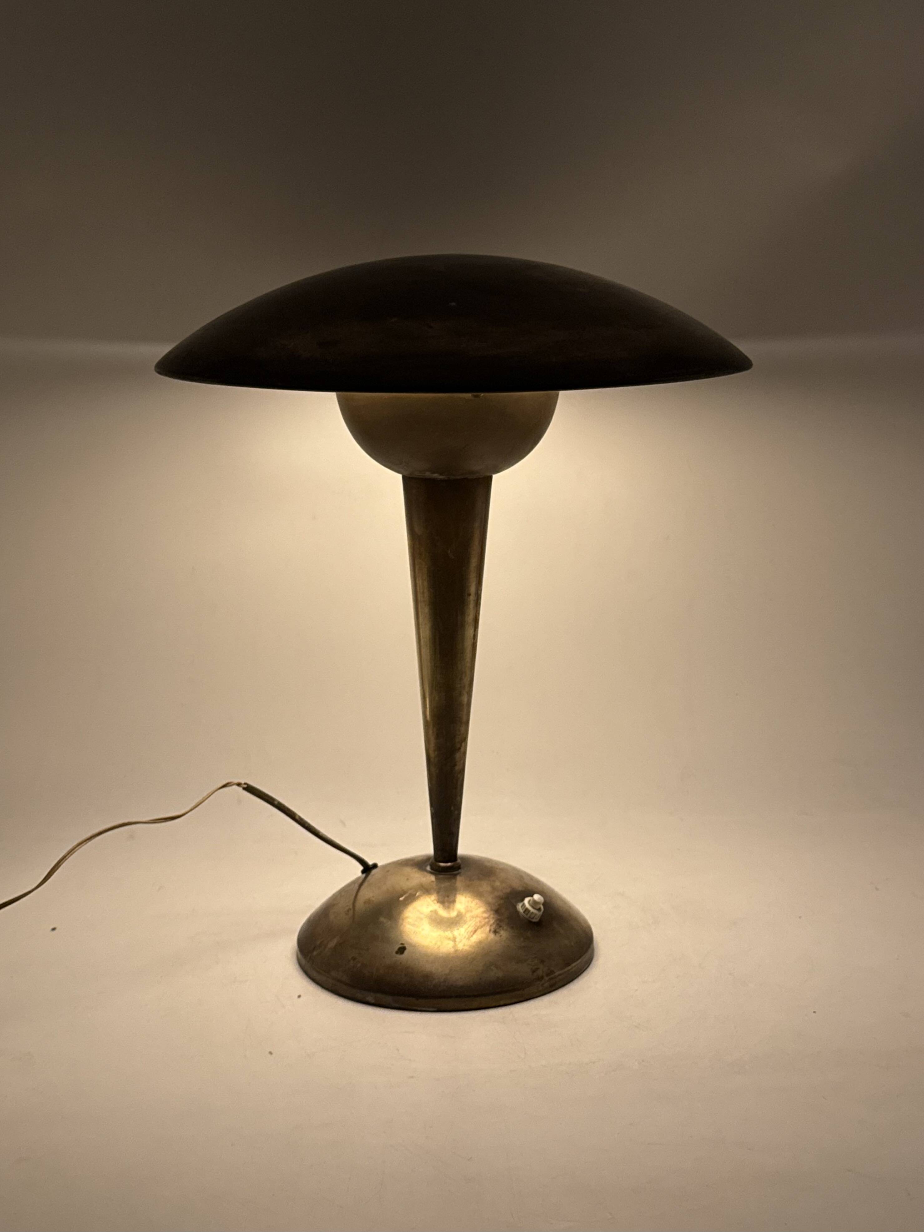 Mid-century modern brass adjustable table lamp, Italy circa 1950