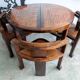 Round table + 4 chairs solid wood elm and bamboo set mag room furniture