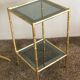 Table d'appoint en laiton façon bambou et verre fumé 1960