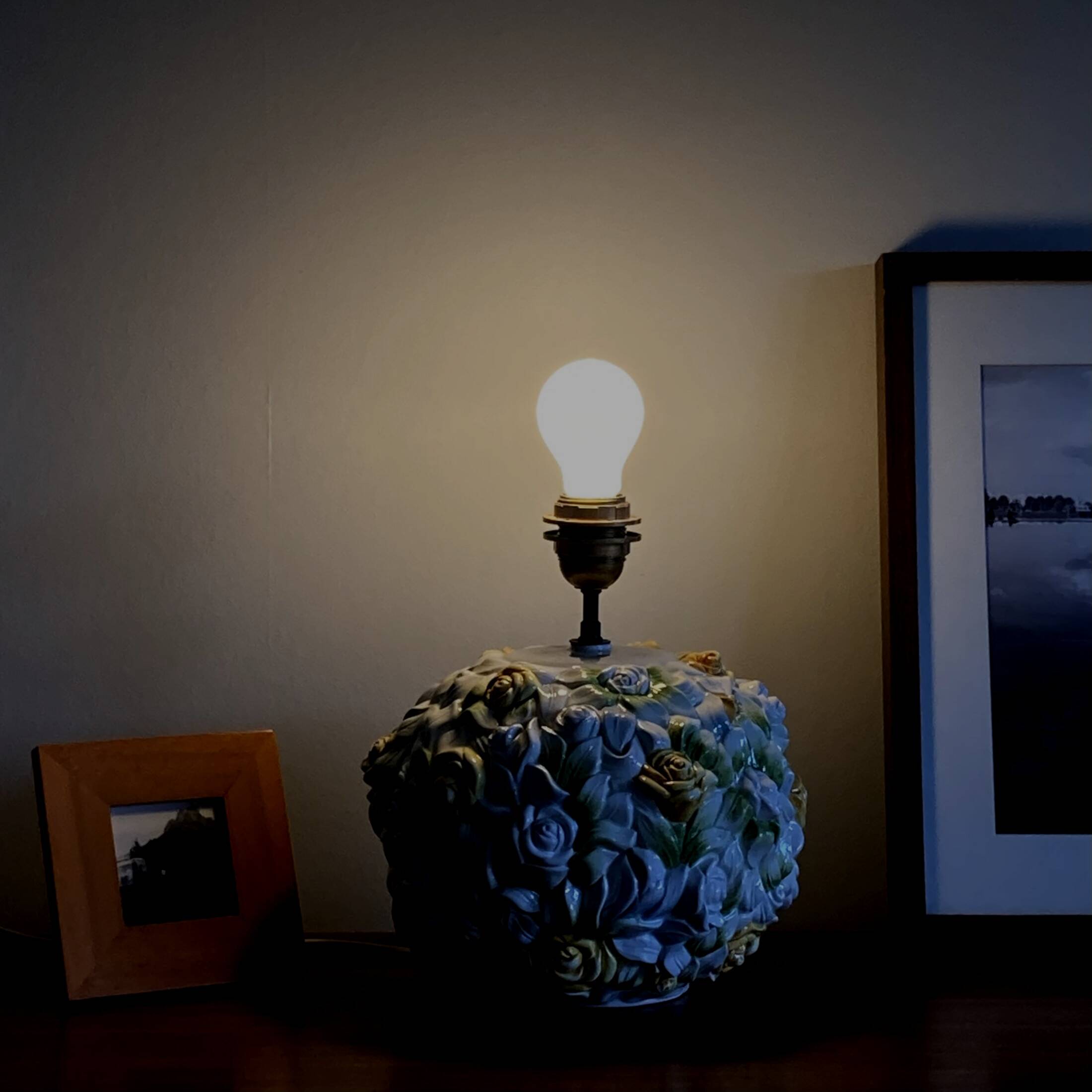 Lampe de table chaumette en céramique fleurs lampe à poser vintage