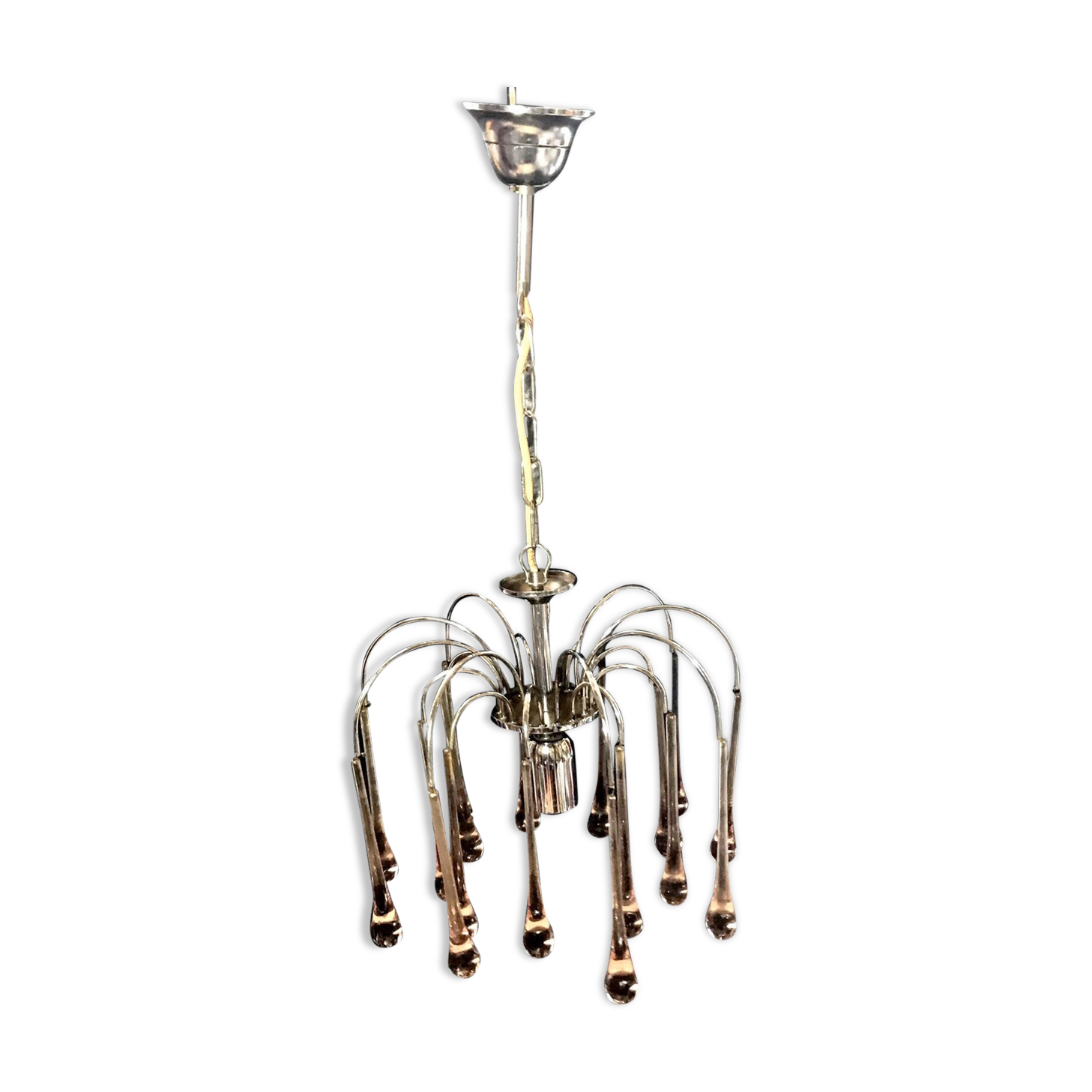 Lustre design year 70 drops of water Murano chrome