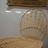 Wooden and rattan bar stool