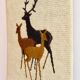 Vintage wool weaving deer family