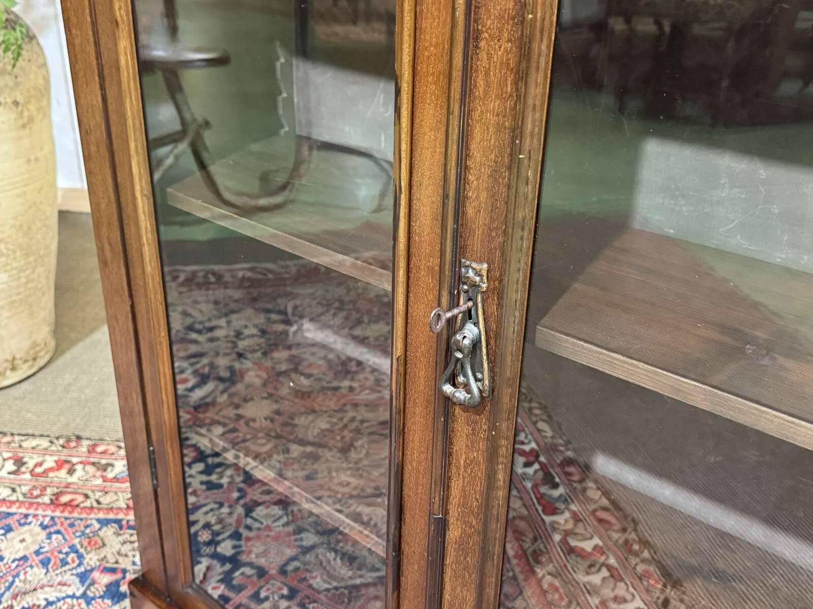19th-century English mahogany display cabinet