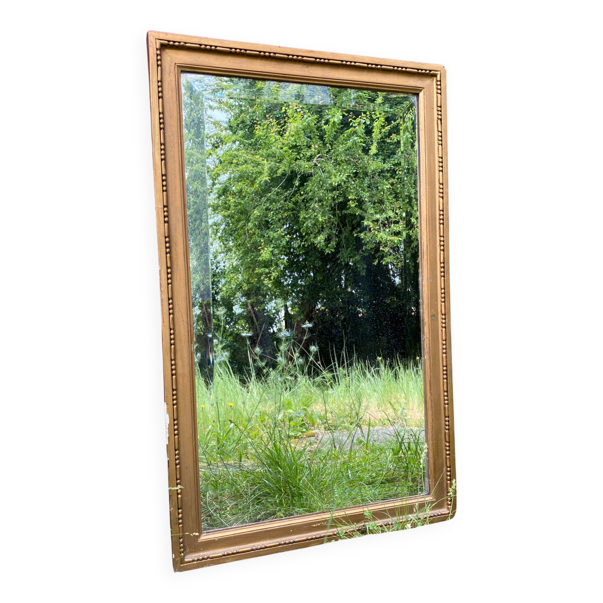 19th Century Beveled Gilded Wood Mirror in Louis XVI Style – 45 x 72 cm