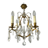 Lustre en bronze à pampilles (cristal)