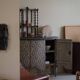 19th-century painted pine wardrobe, Italian cabinetmaker, made in Tuscany.