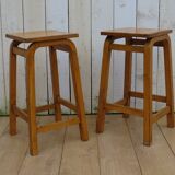 Six English School Lab Bar Stools