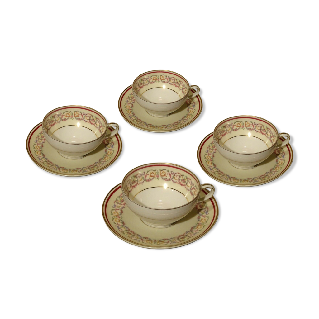 Lot 4 Tasses à Thé + Soucoupes Karaca Austen Vert – Élégance Pour 2 Personnes