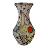 Vase Marius Bessone fat lava Vallauris 1950s sea foam & enamels H 16