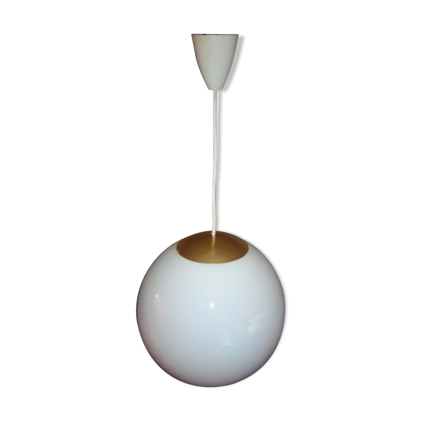 Hanging globe white glass