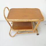 Vintage rattan bamboo serving tray 1960