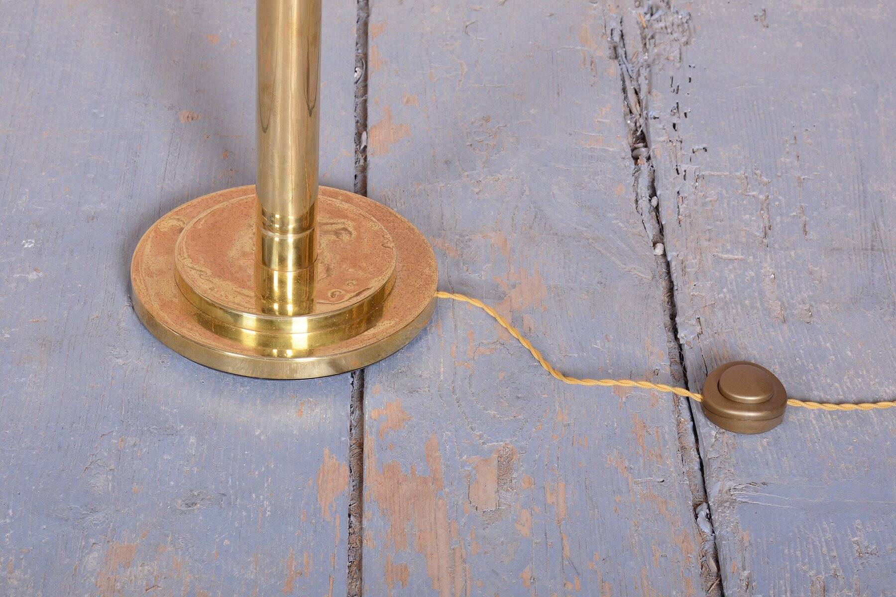 Mid-Century Modern Floor Lamp in Brass and Opaline Glass, 1960s