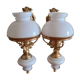 Pair of opaline and gilded brass wall lights