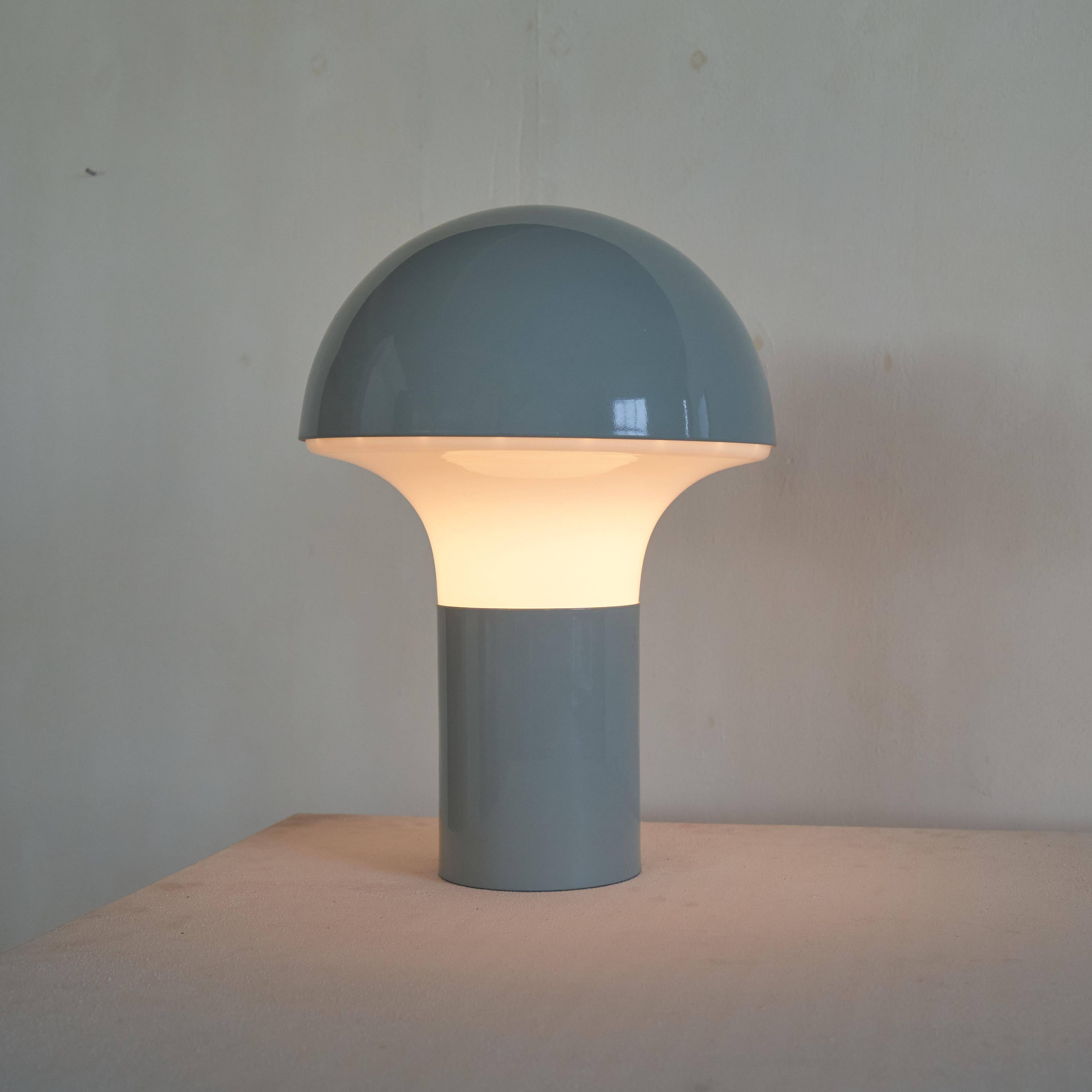 1960s metal and opaline mushroom table lamp