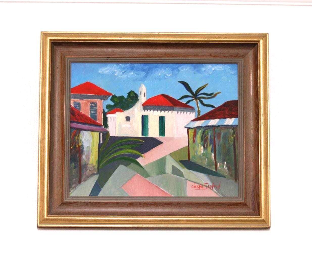 Original Swedish Oil on Canvas – “City View” by Gösta Sigfrid