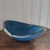 Cendrier ou vide-poche en verre d’art signé – bleu vintage design