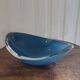 Signed art glass ashtray or bowl – vintage blue design