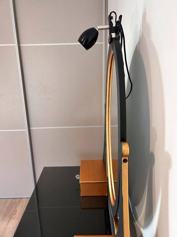 Coiffeuse avec miroir – Noir mat & or – LED – Très bon état