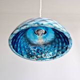 Blue glass églomisé pendant light, 1920s