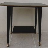 Vintage all-purpose piece of furniture from the 70s on casters with two shelves