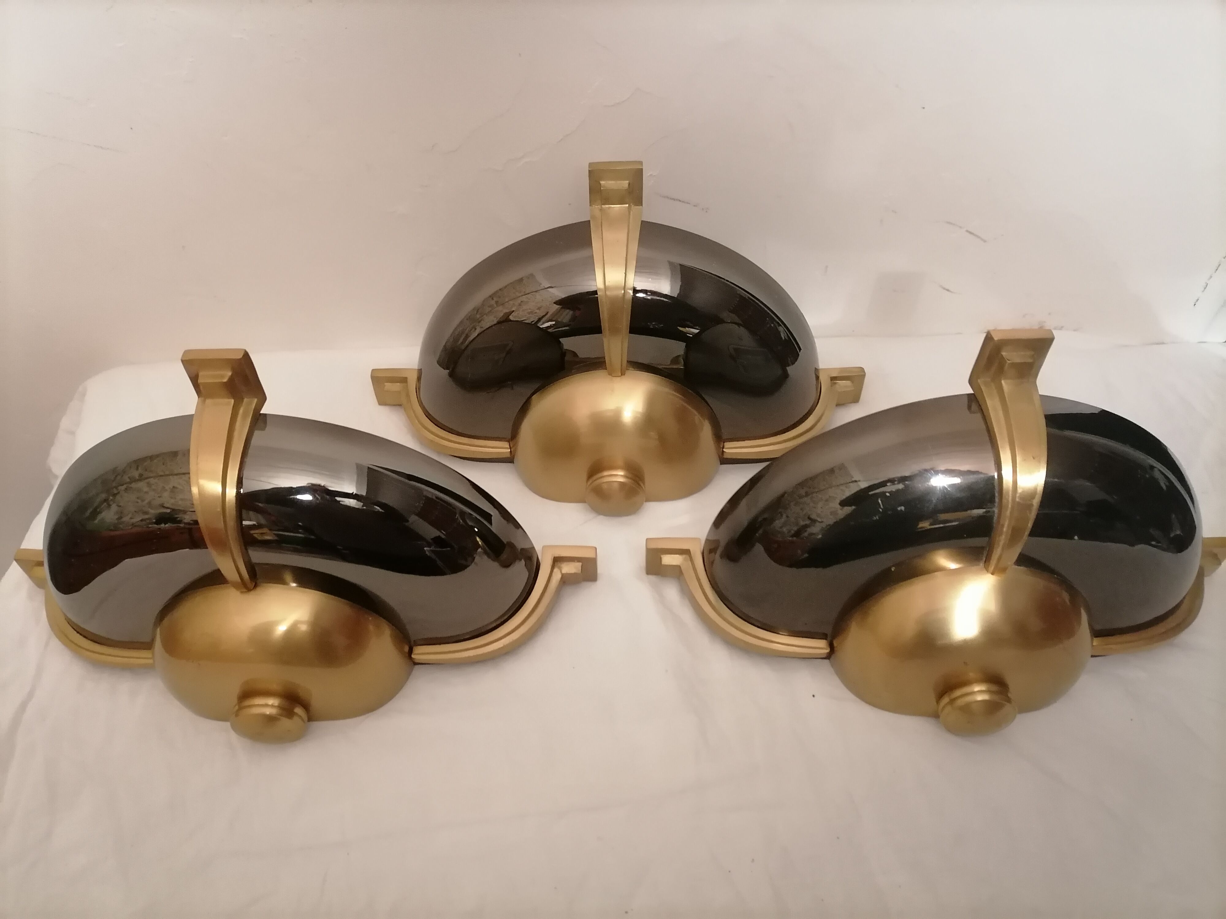 Suite of 3 art deco wall lamps