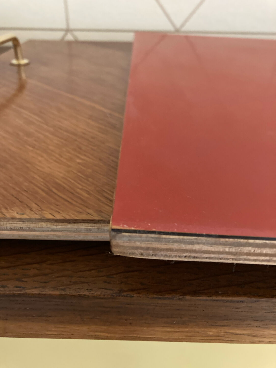 Buffet with 4 sliding doors, vintage wood and Formica